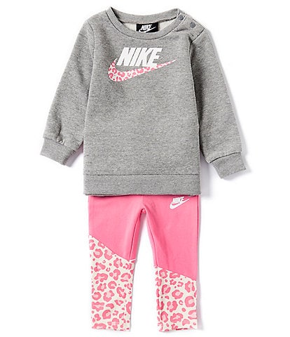 Nike Baby Girls 12-24 Months Long Sleeve Sueded Fleece Sweatshirt & Stretch Jersey Leggings Set
