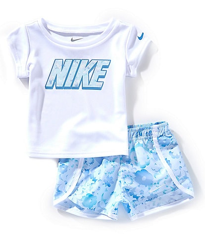 Nike Baby Girls 12-24 Months Short Sleeve Graphic Logo T-Shirt & Coordinating Printed Shorts Set
