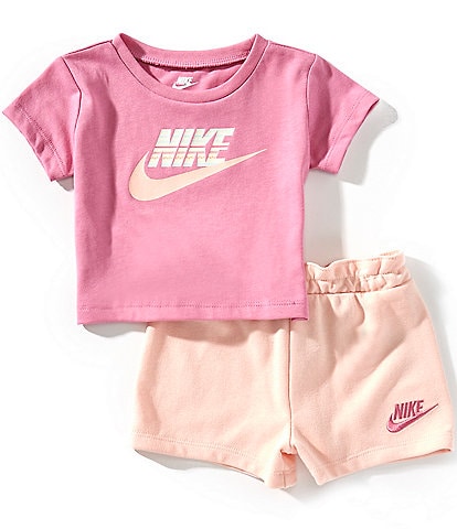 Nike Baby Girls 12-24 Months Short Sleeve Jersey Short Sleeve Top & French Terry Shorts Set