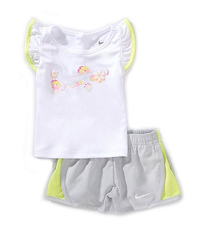 Nike Baby Girls 12-24 Months Short Sleeve Ral Tempo Top & Colorblock Shorts Set