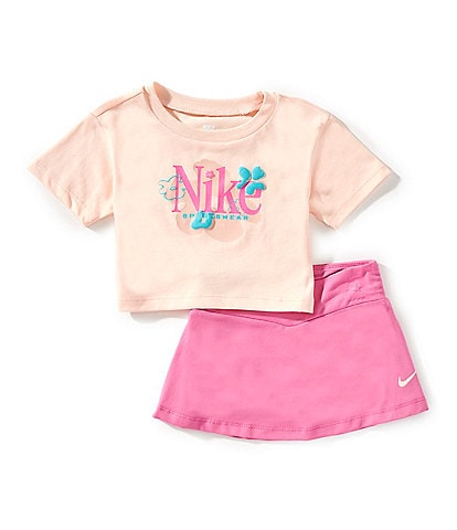 Nike Baby Girls 12-24 Months Short Sleeve Wild Flower Crew Neck Top & Skort 2-Piece Set