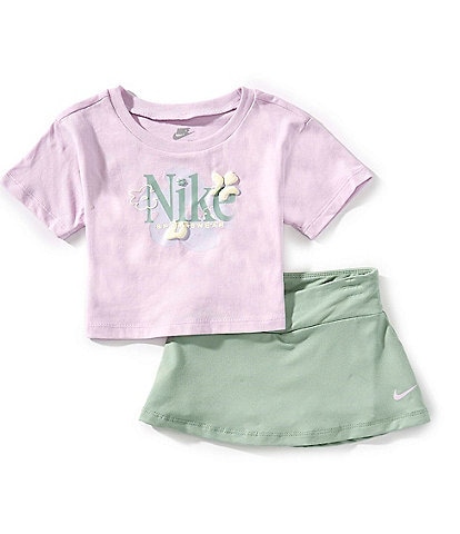 Nike Baby Girls 12-24 Months Short Sleeve Wild Flower Crew Neck Top & Skort 2-Piece Set