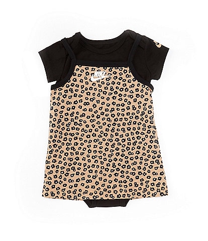 Nike Baby Girls 12-24 Months Sleeveless Floral-Printed Shift Dress & Short Sleeve Solid Onesie Set