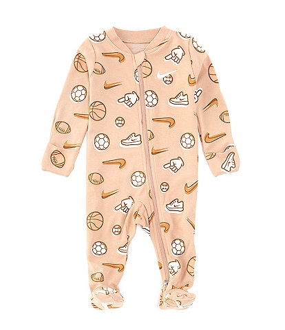 Nike Baby Girls Newborn-9 Months Long-Sleeve Sports Printed Interlock Footie Coverall