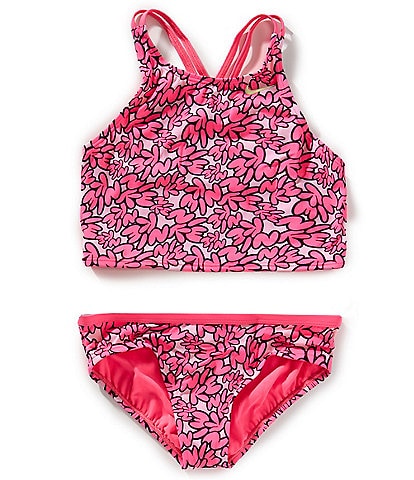 Nike Big Girls Bubble Scripts Spiderback Midkini 2-Piece Swim Suit