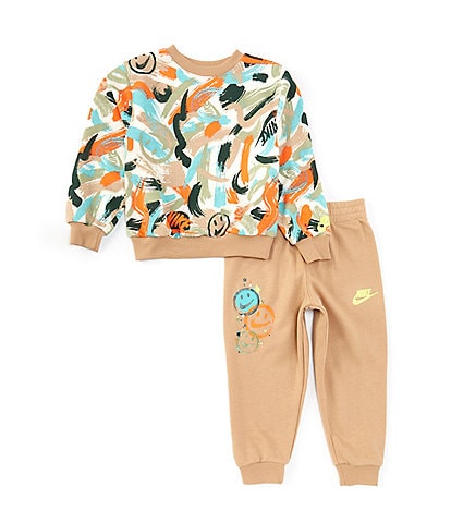 Nike Little Boys 2T-7 Long Sleeve Crewneck Allover Print & Jogger 2-Piece Set