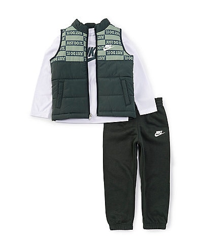 Nike Little Boys 2T-7 Long Sleeve Graphic Pullover T-Shirt & Vest & Jogger 3-Piece Set