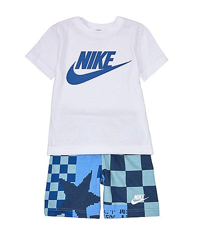 Nike Little Boys 2T-7 Short Sleeve Nike Logo Jersey Tee & Coordinating  French Terry Shorts Set