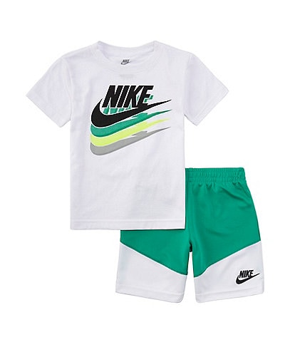 Nike Little Boys 2T-7 Short Sleeve Colorblock Graphic T-Shirt & Short Set