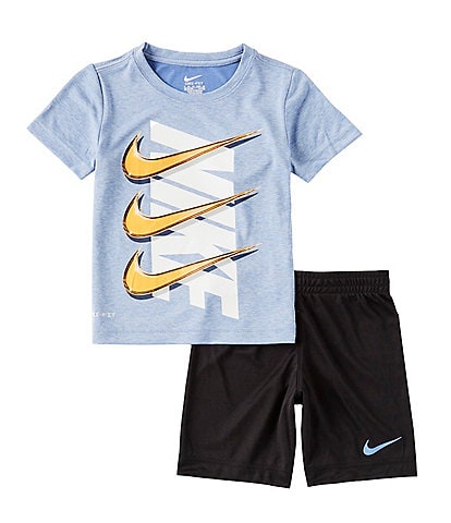 Nike Little Boys 2T-7 Short Sleeve Dropset Jersey T-Shirt & Double Knit Shorts Set