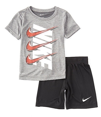 Nike Little Boys 2T-7 Short Sleeve Dropset Jersey T-Shirt & Double Knit Shorts Set