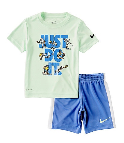 Nike Little Boys 2T-7 Short Sleeve Just Do It Dri-FIT T-Shirt & Coordinating Tricot Shorts Set