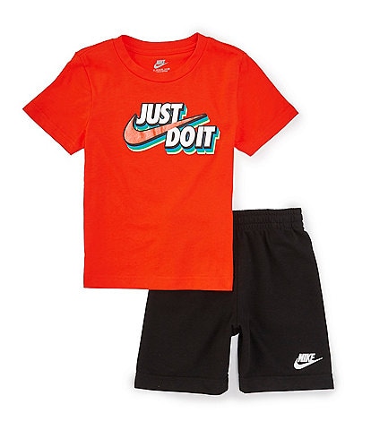 Nike Little Boys 2T-7 Short Sleeve Just Do It Jersey T-Shirt & Coordinating French Terry Shorts Set