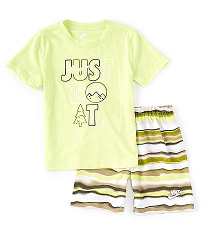 Nike Little Boys 2T-7 Short-Sleeve Just Do It Jersey Tee & Coordinating Wave-Printed French Terry Shorts Set