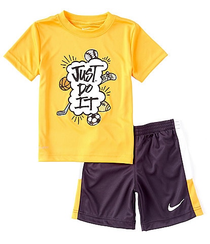 Nike Little Boys 2T-7 Short-Sleeve Just Do It Tee & Blocked-Side-Panel Shorts Set