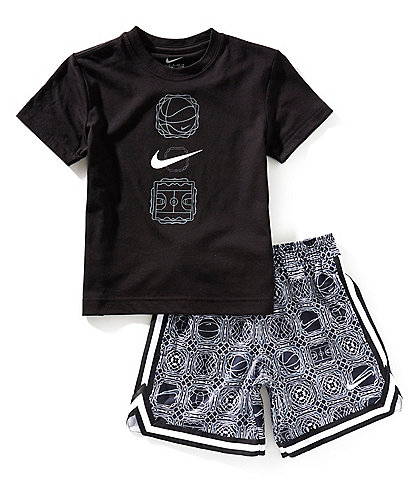Nike Little Boys Short Sleeve Swoosh/Graphic T-Shirt & Mixed-Media Shorts Set