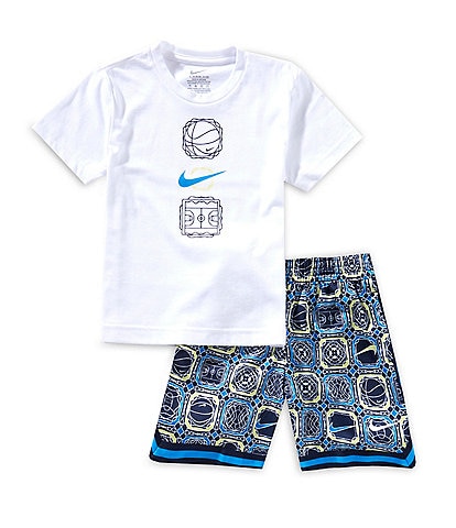 Nike Little Boys Short Sleeve Swoosh/Graphic T-Shirt & Mixed-Media Shorts Set
