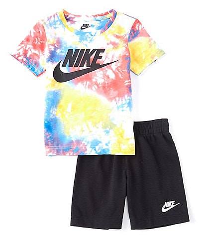 Nike Little Boys 2T-7 Short-Sleeve Tie-Dye Speckle Tee & Solid French Terry Shorts 2-Piece Set