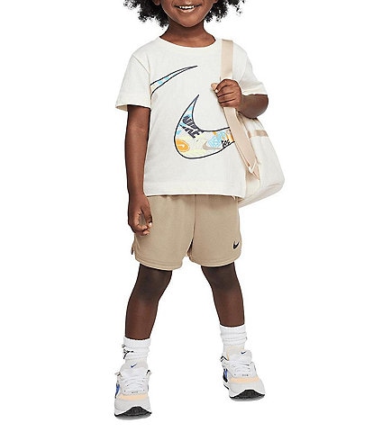 Nike Little Boys 2T-7 Short-Sleeve Graphic Fill Swoosh Tee & Mesh Shorts Set