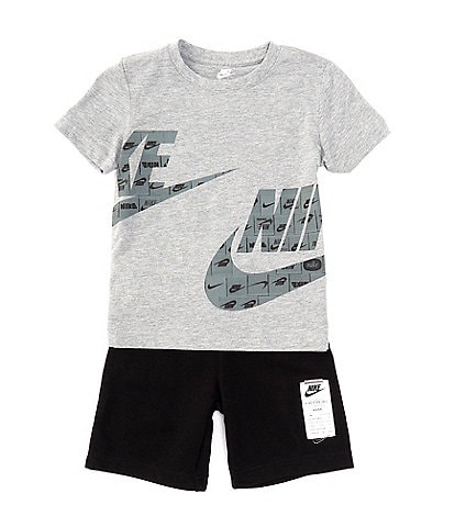 Nike Little Boys 2T-7 Short Sleeve Wraparound-Logo T-Shirt & Solid Logo-Label Shorts Set