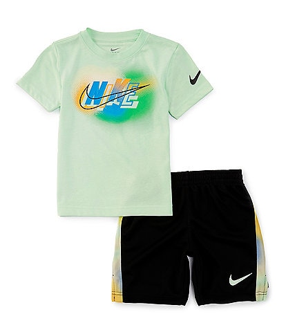 Nike Little Boys 4-7 Short Sleeve Hazy Rays Logo Jersey T-Shirt & Mesh Shorts Set