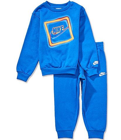 Nike Little Boys Sportswear Glow With Me Lightweight  Fleece Crew 2-Piece Set