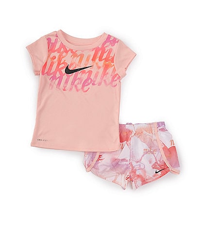 Nike Little Girls 2T-4T Short Sleeve Summer Daze Sprinter T-Shirt & Coordinating Shorts Set