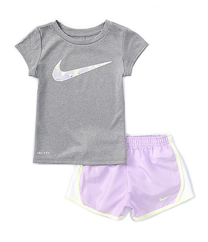 Nike Little Girls 2T-6X Club Tempo Short-Sleeve Interlock T-Shirt & Coordinating Microfiber Shorts Set