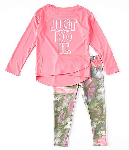 Nike Little Girls 2T-6X Crossover Tunic Tie Dye Legging 2 Piece Set