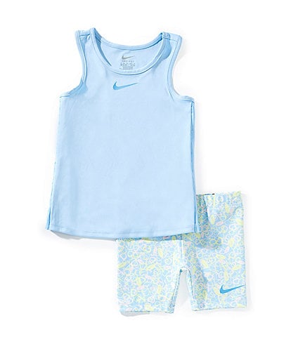 Nike Little Girls 2T-6X Dri-Fit Game Swoosh Short Sleeve Tank & Bike Shorts Set