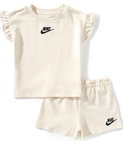 Nike Little Girls French Terry Short Sleeve Dropset T-Shirt & Matching Shorts Set