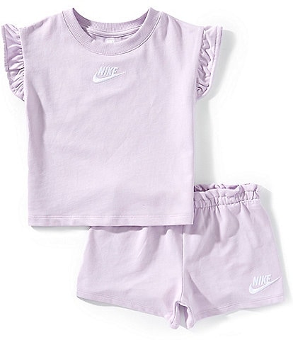 Nike Little Girls French Terry Short Sleeve Dropset T-Shirt & Matching Shorts Set