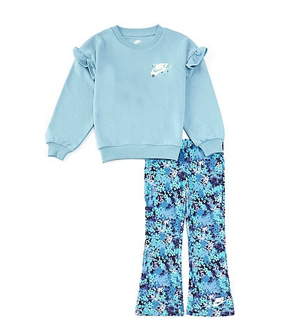 Nike Little Girls 2T-6X Long Sleeve French Terry Sweatshirt & Printed Dri-FIT Leggings Set