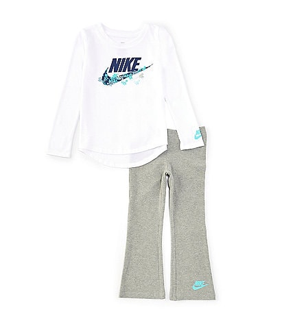 Nike Little Girls 2T-6X Long Sleeve Logo-Graphic Jersey T-Shirt & Stretch Jersey Leggings Set