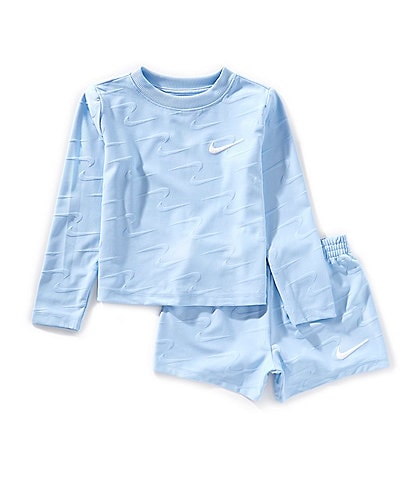 Nike Little Girls 2T-6X Long Sleeve Swoosh Motion Printed T-Shirt & Matching Shorts Set