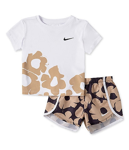 Nike Little Girls 2T-6X Short Sleeve Floral Sprint Short 2-Piece Set