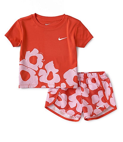 Nike Little Girls 2T-6X Short Sleeve Floral Sprint Short 2-Piece Set