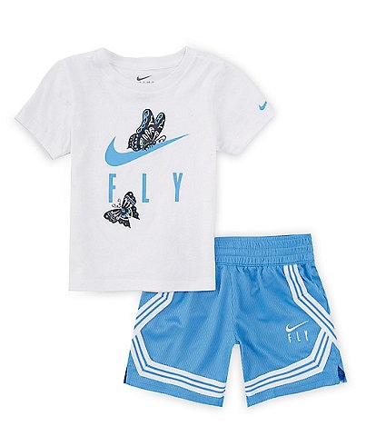 Nike Little Girls 2T-6X Short Sleeve Fly T-Shirt & Croosover Shorts Set