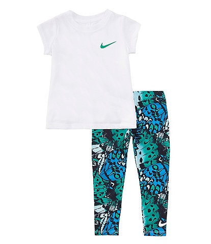 Nike Little Girls 2T-6X Short-Sleeve Jersey Tunic Top & Sublimation-Printed Dri-FIT Leggings Set