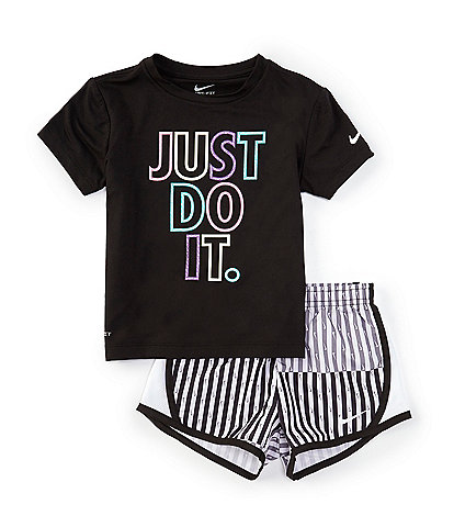 Nike Little Girls 2T-6X Short-Sleeve Just Do It Femme Pop Jersey T-Shirt & Printed Microfiber Tempo Shorts Set