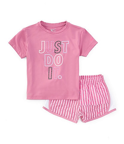 Nike Little Girls 2T-6X Short-Sleeve Just Do It Femme Pop Jersey T-Shirt & Printed Microfiber Tempo Shorts Set