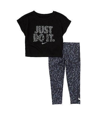 Nike Little Girls 2T-6X Short Sleeve Just Do It T-Shirt & Printed Leggings Set