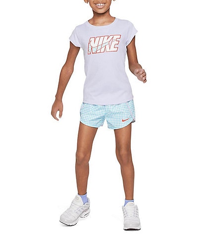 Nike Little Girls 2T-6X Short-Sleeve Logo Tee & Gingham Shorts Set