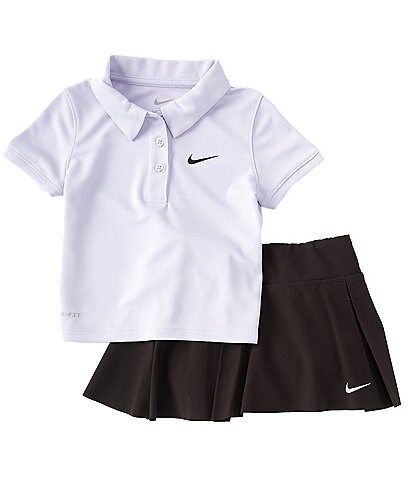 Nike Little Girls 2T-6X Short-Sleeve Polo Shirt & Pleated Tennis Skort Set