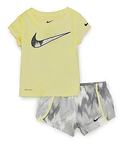 Nike Little Girls 2T-6X Short-Sleeve Solid Tee & Printed Shorts Set