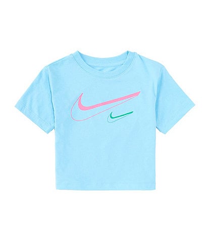 Nike Little Girls 2T-6X Short Sleeve Swoosh-Logo Boxy T-Shirt