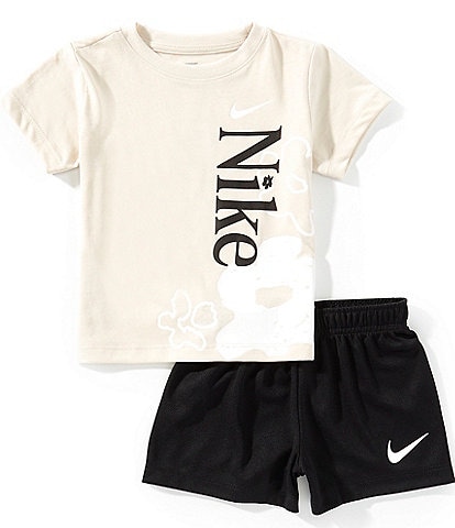 Nike Little Girls 2T-6X Short-Sleeve Wildflower Knit T-Shirt & Solid Mesh Shorts Set