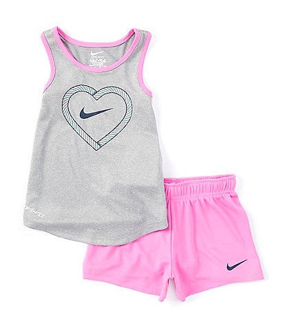 Nike Little Girls 2T-6X Sleeveless Happy Camper Tank Top & Coordinating Shorts Set