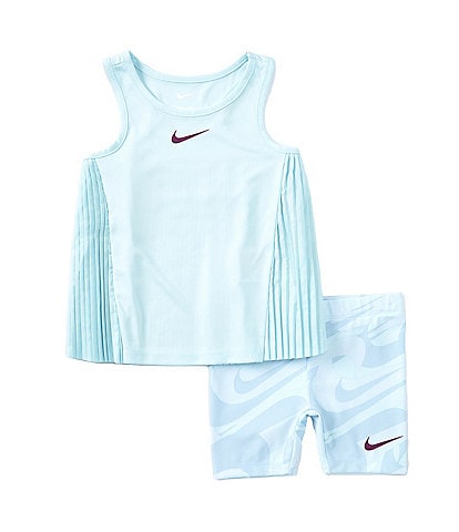 Nike Little Girls 2T-6X Sleeveless Prep In Your Step Tank Top & Tie-Dye Biker Shorts Set