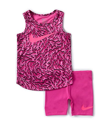 Nike Little Girls 2T-6X Sleeveless Printed Tank Top & Solid Bike Shorts Set